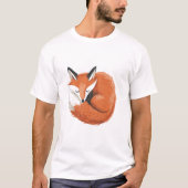 Fox Curled Up Sleeping - Minimalistische kunst T-shirt (Voorkant)
