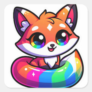 fox cut vierkante sticker