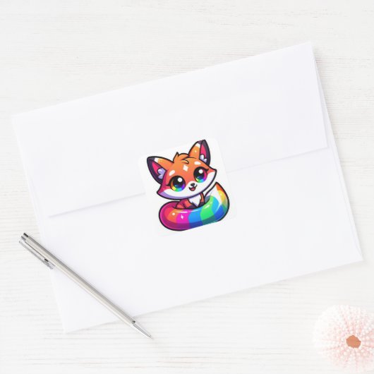 fox cut vierkante sticker (Envelop)