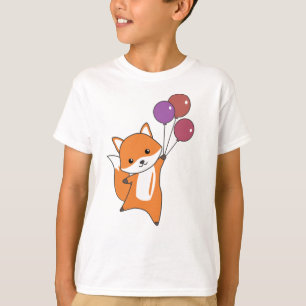 Fox Cute Animals vliegt met ballonnen kinderen T-shirt