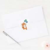 Fox Cute Animals vliegt met ballonnen kinderen Vierkante Sticker (Envelop)