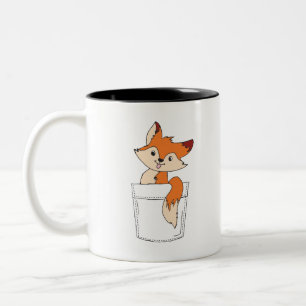 Fox Cute Tekening Fox in Pocket Cute Fox Clipart Tweekleurige Koffiemok