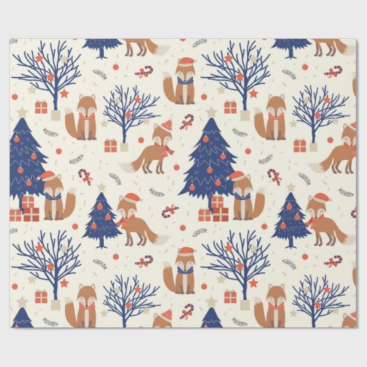 Fox Cuties (grootschalig) Cadeaupapier (Vlak)