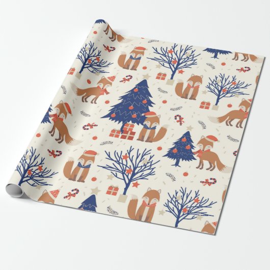 Fox Cuties (grootschalig) Cadeaupapier (Uitgerold)