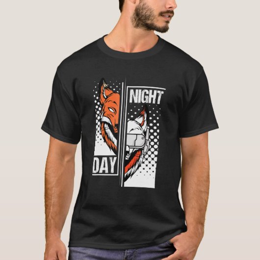 Fox Day Night Gaming I headset Animal Fox Gamer Wi T-shirt (Voorkant)