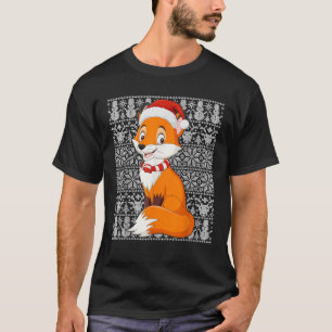 Fox Dearing Santa Hat Mannen Vrouwen Kinder Lelijk T-shirt
