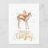 Fox Deer Winter Snow Merry Kerstmis Feestdagenkaart (Voorkant)