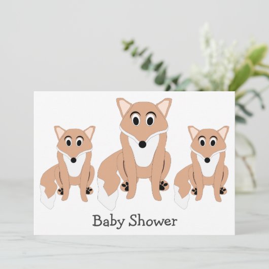 Fox Design Baby shower Invitation Kaart (Staand voorkant)