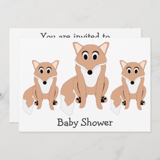 Fox Design Baby shower Invitation Kaart (Voorkant / Achterkant)