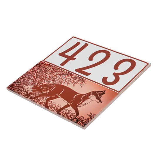Fox Design Woodland Copper Tone House Number Tile Tegeltje (Zijkant)