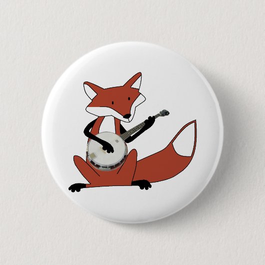 Fox die de Banjo speelt Ronde Button 5,7 Cm (Voorkant)