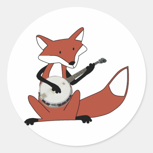 Fox die de Banjo speelt Ronde Sticker (Voorkant)