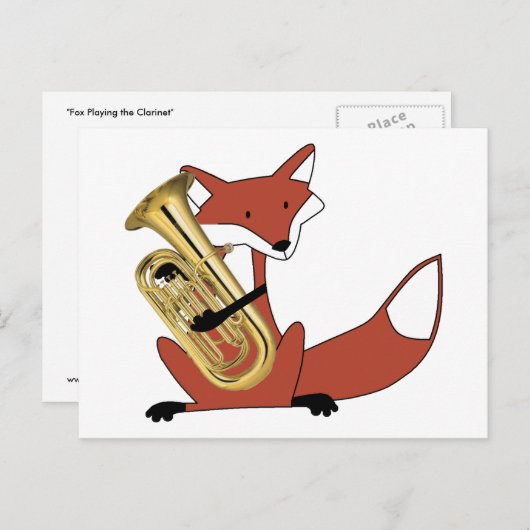 Fox die de euphonium afspeelt briefkaart (Voorkant / Achterkant)