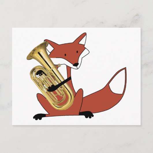 Fox die de euphonium afspeelt briefkaart (Voorkant)
