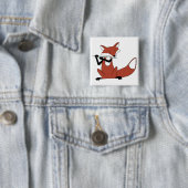Fox die de Flute afspeelt Vierkante Button 5,1 Cm (In situ)