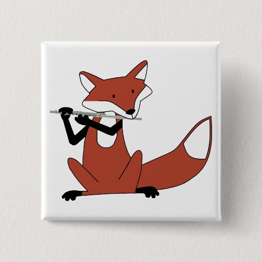 Fox die de Flute afspeelt Vierkante Button 5,1 Cm (Voorkant)