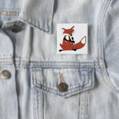 Fox die de Oboe speelt Vierkante Button 5,1 Cm (In situ)