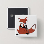 Fox die de Oboe speelt Vierkante Button 5,1 Cm (Voorkant /achterkant)