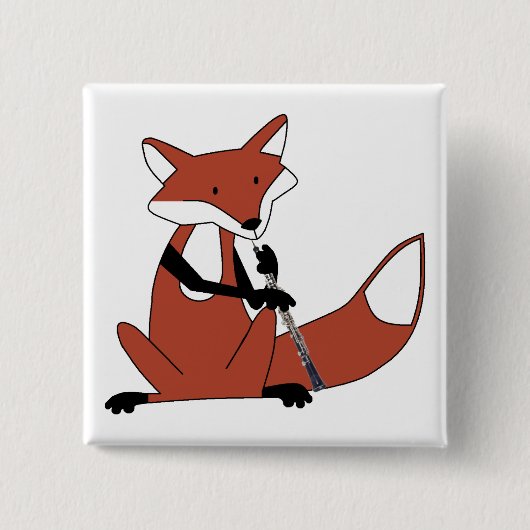 Fox die de Oboe speelt Vierkante Button 5,1 Cm (Voorkant)