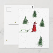 Fox die door de sneeuwwinterillustratie stroomt briefkaart (Voorkant / Achterkant)