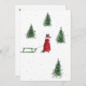 Fox die door de sneeuwwinterillustratie stroomt feestdagenkaart (Voorkant / Achterkant)