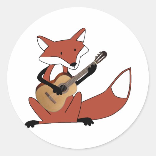 Fox die gitaar speelt ronde sticker (Voorkant)