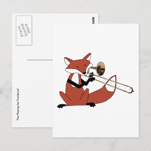 Fox die het Trombone afspeelt Briefkaart (Voorkant / Achterkant)