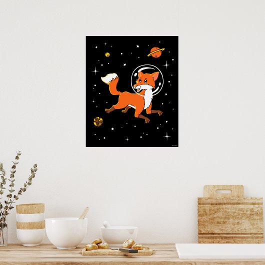 Fox-dieren in de ruimte poster (Keuken)