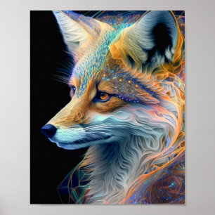 Fox Dierenportret Natuur Wildlife Painting Poster