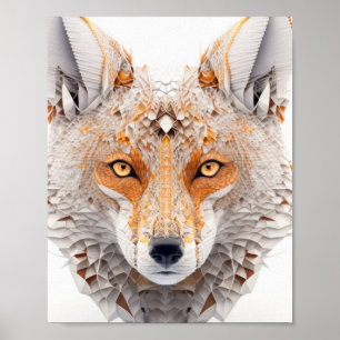 Fox Dierenportret Natuur Wildlife Painting Poster