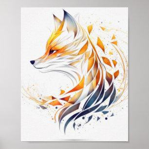 Fox Dierenportret Natuur Wildlife Painting Poster