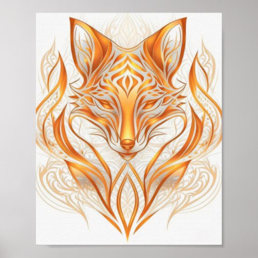 Fox Dierenportret Natuur Wildlife Painting Poster (Voorkant)