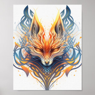 Fox Dierenportret Natuur Wildlife Painting Poster