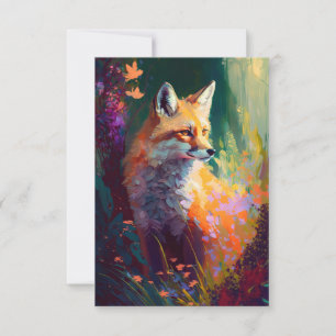 Fox Dierenportret Schilderij Wildlife Outdoors Art Bedankkaart