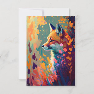 Fox Dierenportret Schilderij Wildlife Outdoors Art Bedankkaart