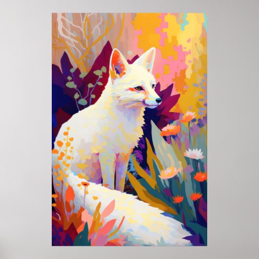 Fox Dierenportret Schilderij Wildlife Outdoors Art Poster (Voorkant)