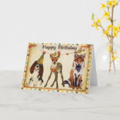 Fox, Dog, Fawn & Little Birds Verjaardag Kaart (Gele Bloem)
