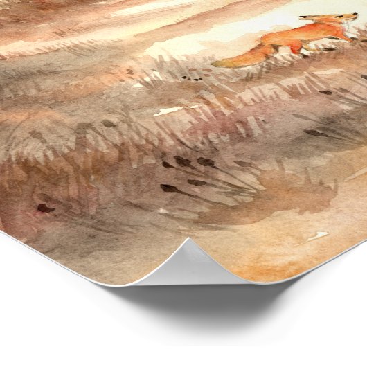 Fox door het veld poster (Hoek)