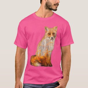 Fox Double Exposure Herfstbomen Mooie Wildlife T-shirt