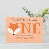 Fox draaien een eerste verjaardag kaart (Staand voorkant)