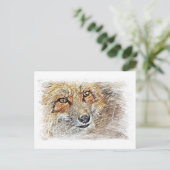 Fox Drawing Briefkaart (Staand voorkant)
