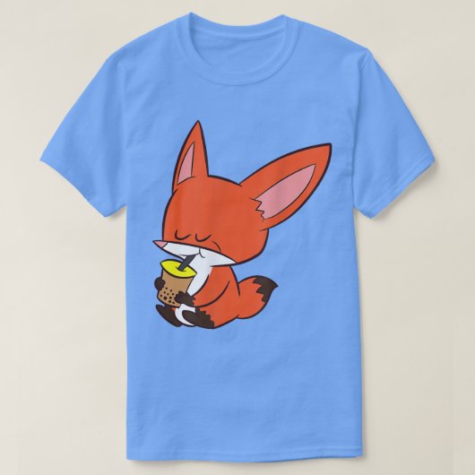 Fox Drink bellenthee Kawaii Fox met Boba T-shirt (Design voorkant)