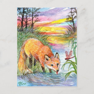 Fox Drink bij Riverside Briefkaart