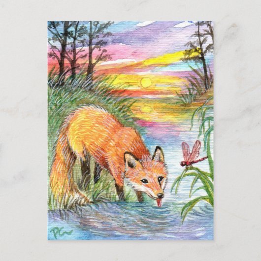 Fox Drink bij Riverside Briefkaart (Voorkant)
