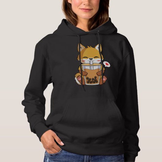 Fox Drink Boba Bubble Tea Lover Hoodie (Voorkant)