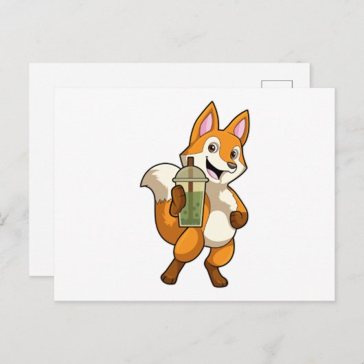 Fox Drink met Bubble Tea Briefkaart (Voorkant / Achterkant)