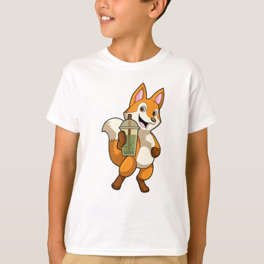 Fox Drink met Bubble Tea T-shirt (Voorkant)