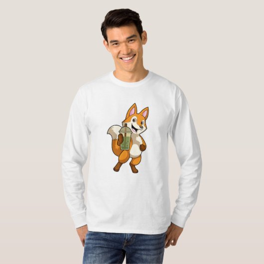 Fox Drink met Bubble Tea T-shirt (Voorkant volledig)