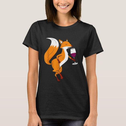 Fox Drink Wijn Shirt Cocktail Dier Funny Drun (Voorkant)
