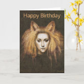 Fox Ears Girl Birthday Card Kaart (Gele Bloem)